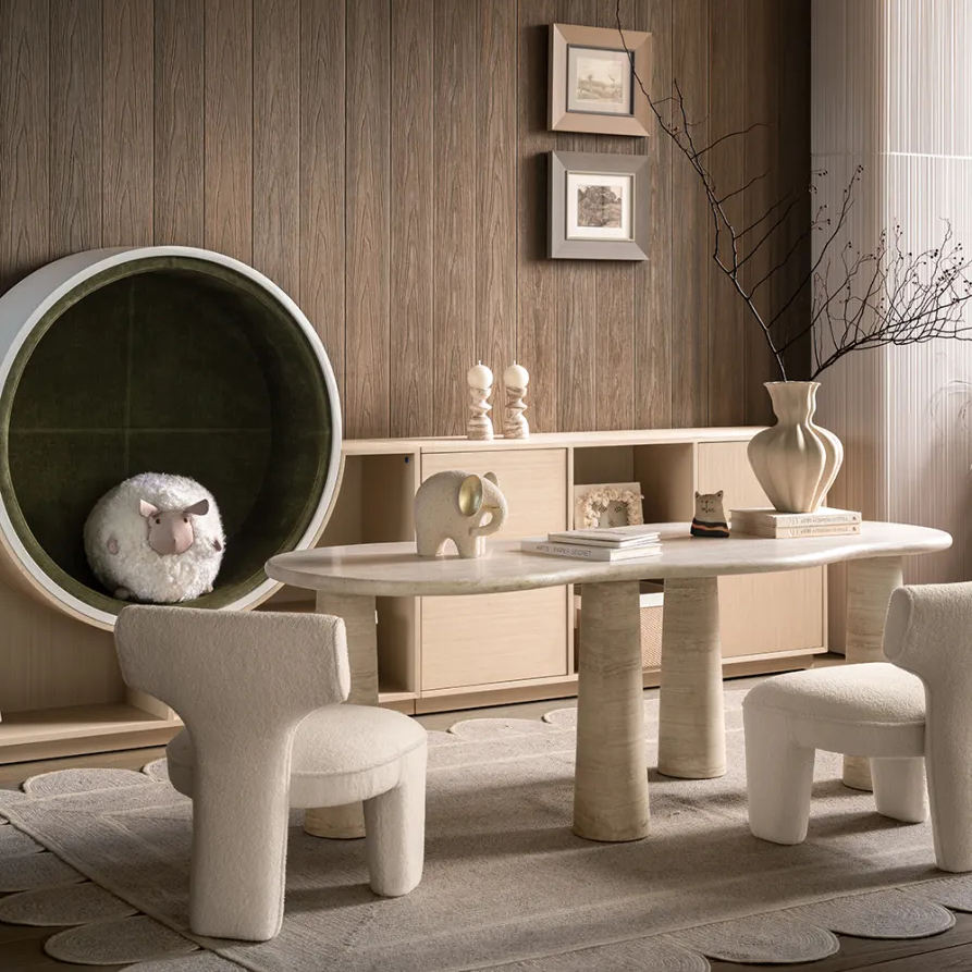 RELA Mid Century Luxury Contemporary Industrial Wooden Faux Leather Upholstered Dining Chair for Hotel 3-5 Star Restaurants