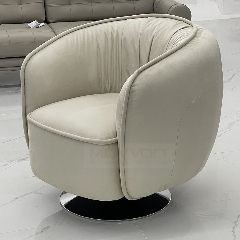 Modern Single Sofa Chair with Swivel Base Simple Wooden Frame Velvet Leisure Armchair for Living Room Bedroom Hotel Furniture