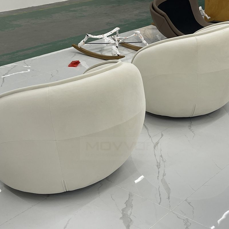 Modern Single Sofa Chair with Swivel Base Simple Wooden Frame Velvet Leisure Armchair for Living Room Bedroom Hotel Furniture