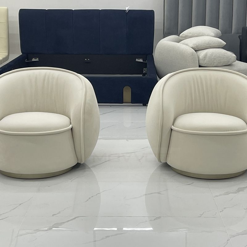 Modern Single Sofa Chair with Swivel Base Simple Wooden Frame Velvet Leisure Armchair for Living Room Bedroom Hotel Furniture