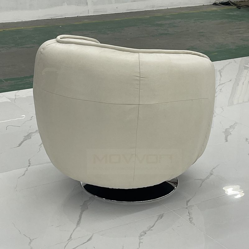 Modern Single Sofa Chair with Swivel Base Simple Wooden Frame Velvet Leisure Armchair for Living Room Bedroom Hotel Furniture