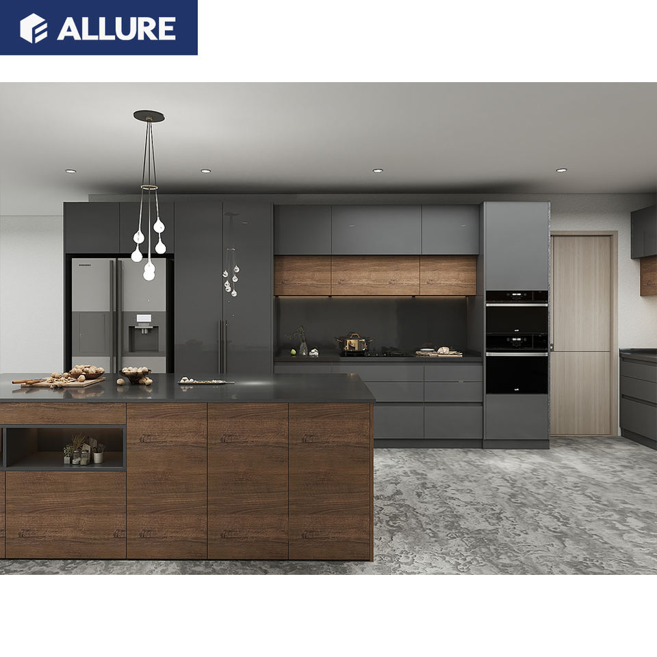 Allure Latest Modern Style Project L Shaped Household Kitchen Base Cabinet Mdf Designs in India