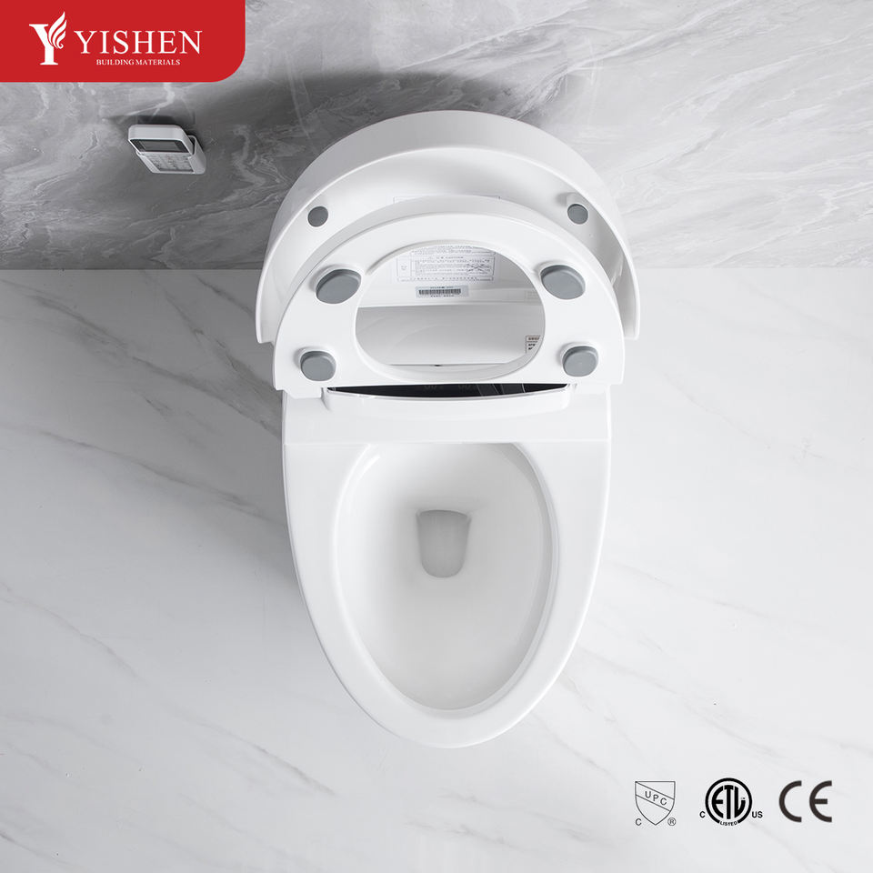 Hot Sale Intelligent Auto-Open Smart Bidet Remote Control Electronic One-Piece Built-In Tank Floor-Mounted Toilet Gravity P-Trap