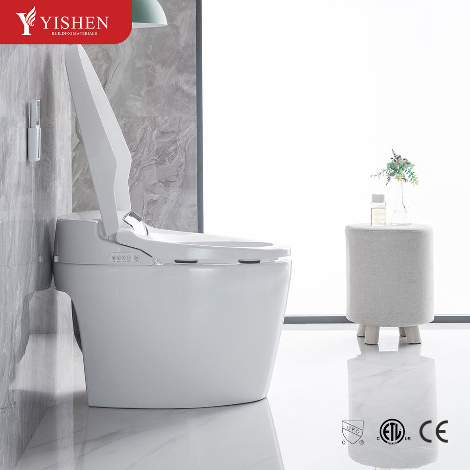 Hot Sale Intelligent Auto-Open Smart Bidet Remote Control Electronic One-Piece Built-In Tank Floor-Mounted Toilet Gravity P-Trap