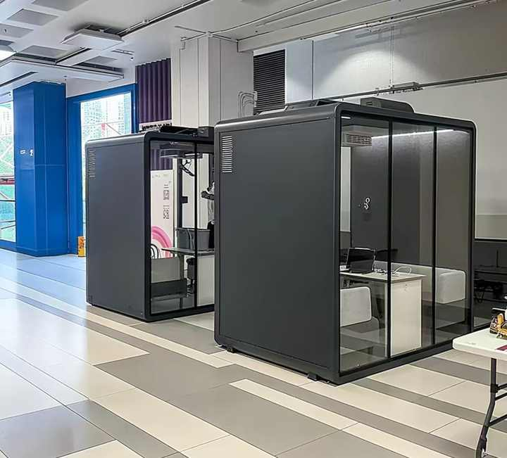 Professional Factory Modular Soundproof Portable Mobile Office Phone Booth Noise Isolation Cabin 1-4 Person