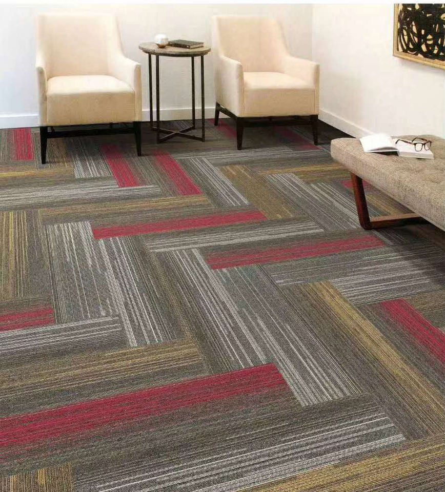 Luxury Hotel Carpet PP Jacquard Commercial Office Carpet Tiles PVC Floor square Carpet Beijing 50x50