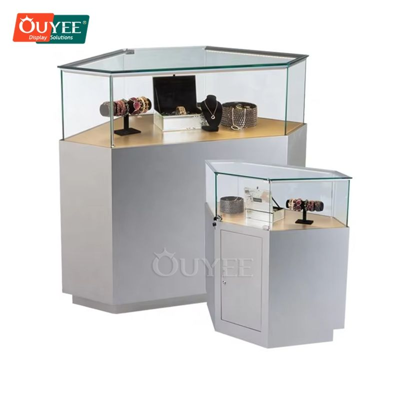 Full Vision Aluminum Frame LED Light Display Cabinet Glass Retail Shop Showcase for Store Use