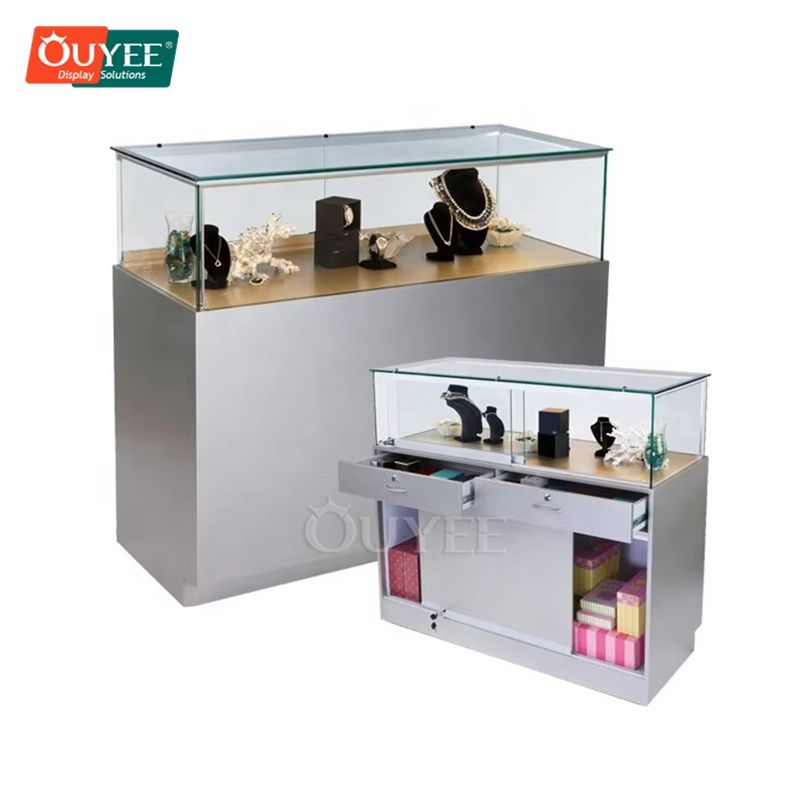 Full Vision Aluminum Frame LED Light Display Cabinet Glass Retail Shop Showcase for Store Use