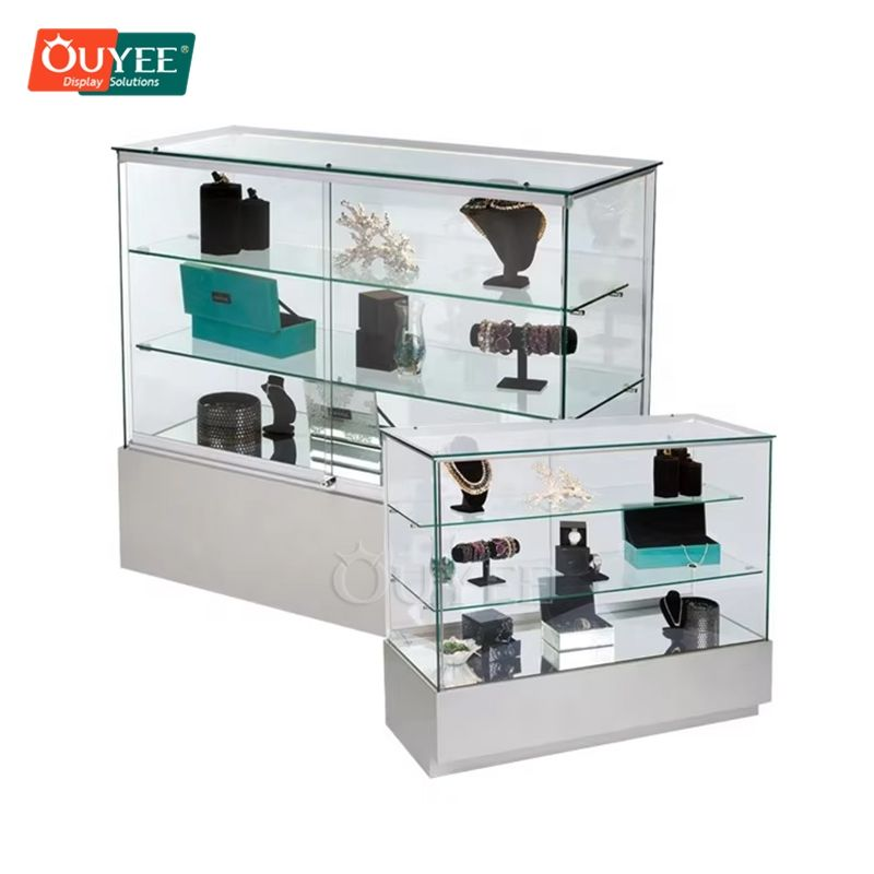Full Vision Aluminum Frame LED Light Display Cabinet Glass Retail Shop Showcase for Store Use