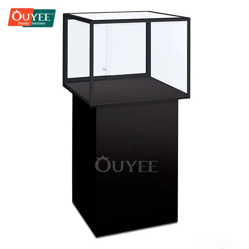 White MDF Glass Display Showcase with Lock and Light Fixtures for Jewelry Shops