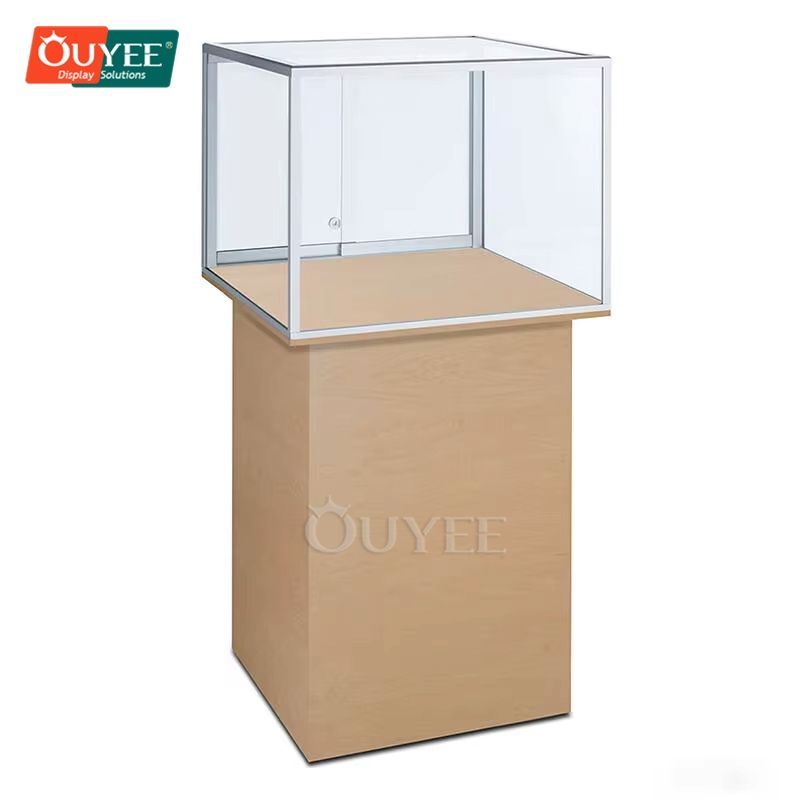 White MDF Glass Display Showcase with Lock and Light Fixtures for Jewelry Shops