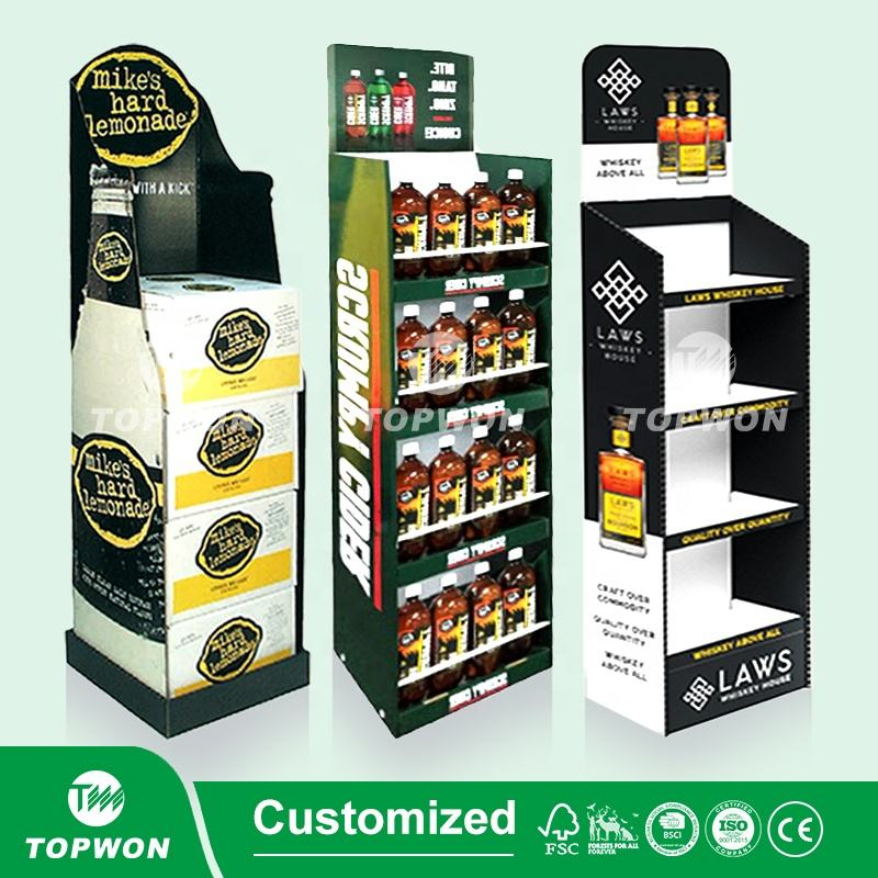 Cardboard Bottle Floor Display Pos Water Wine Beer Cardboard Pop Merchandising Beverages Display Stand Retail Cardboard Display