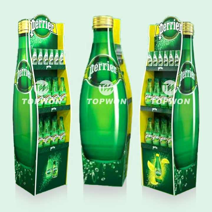 Cardboard Bottle Floor Display Pos Water Wine Beer Cardboard Pop Merchandising Beverages Display Stand Retail Cardboard Display