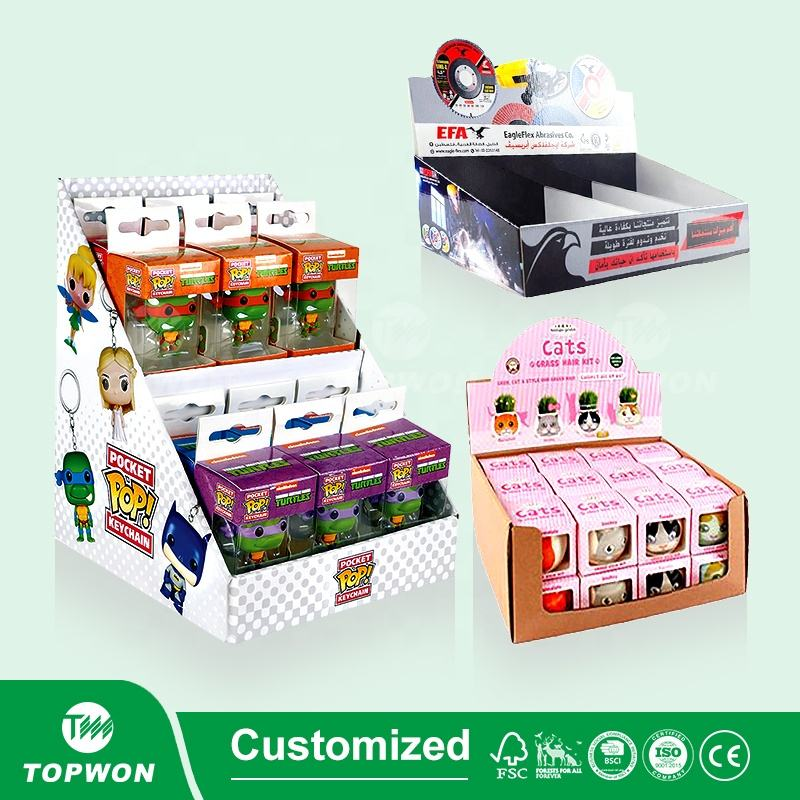 High Quality Supermarket Retail Display Rack Cardboard Pop Floor Display Stand Game Card Cartoon Toy Display Stand